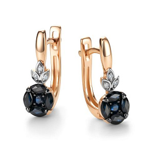 Серьги с английским замком из красного золота с бриллиантом