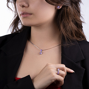 Пусеты из серебра с аметистом