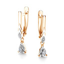 Серьги с английским замком из красного золота с бриллиантами