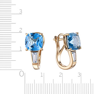 Серьги с английским замком из желтого золота с топазом