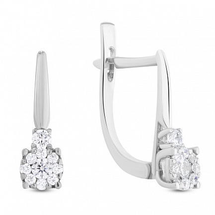 Серьги с английским замком из белого золота с бриллиантами