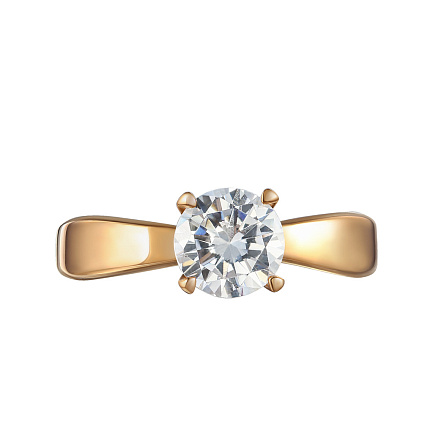 Кольцо из красного золота с фианитом