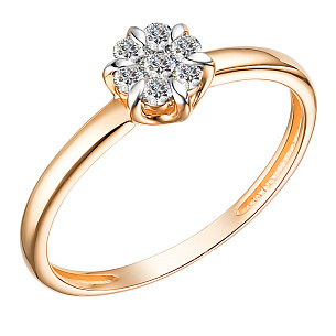 Кольцо из красного золота с бриллиантом