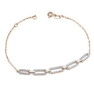 Браслет из красного золота с бриллиантом