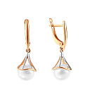 Серьги из красного золота с жемчугом