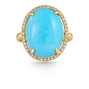 Кольцо из желтого золота с бирюзой, бриллиантами