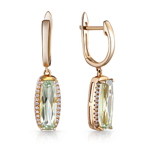 Серьги с английским замком из желтого золота с бриллиантами