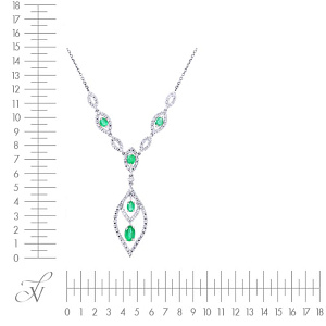 Колье из белого золота с бриллиантами, изумрудами