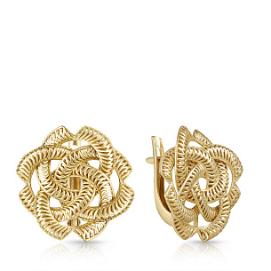 Серьги с английским замком из желтого золота