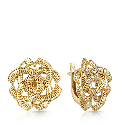 Серьги с английским замком из желтого золота