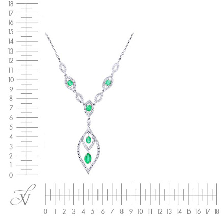 Колье из белого золота с бриллиантами, изумрудами