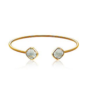 Браслет жесткий из желтого золота с аметистом