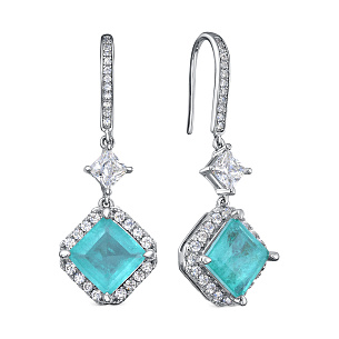 Серьги с английским замком из серебра с фианитом