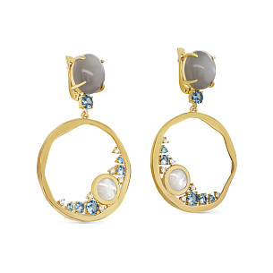 Серьги с английским замком из серебра с лунным камнем