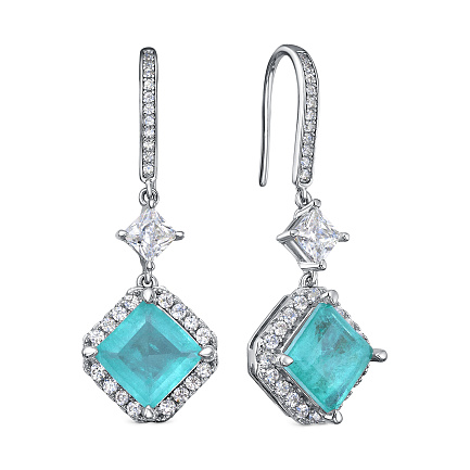 Серьги с английским замком из серебра с фианитами