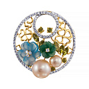 Подвеска из желтого золота с бриллиантами, жемчугом