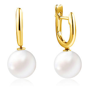Серьги из желтого золота с жемчугом