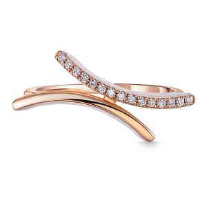 Кольцо из красного золота с бриллиантами, перламутром