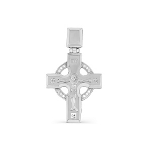 Крест из белого золота с бриллиантами