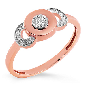 Кольцо из красного золота с бриллиантами