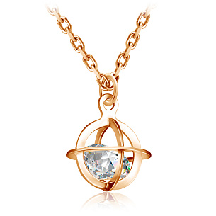 Колье из красного золота с фианитом, плетение якорное