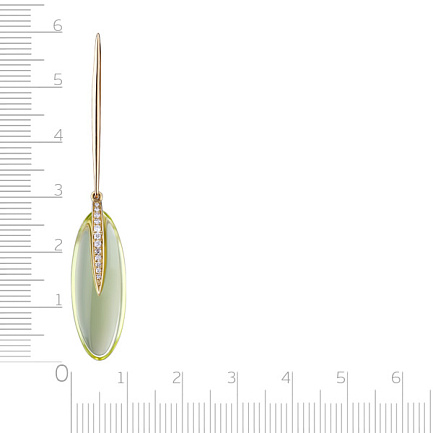 Подвеска из желтого золота с бриллиантами, кварцем