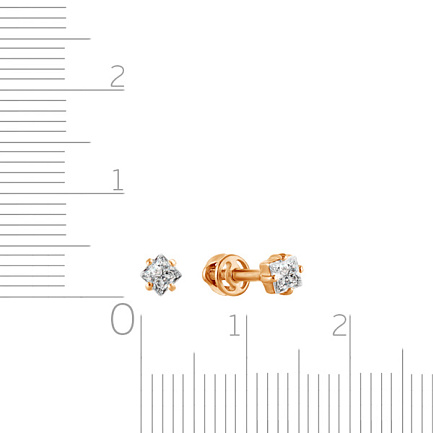 Серьги детские из красного золота с фианитом