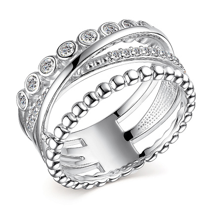 Кольцо из серебра с фианитами