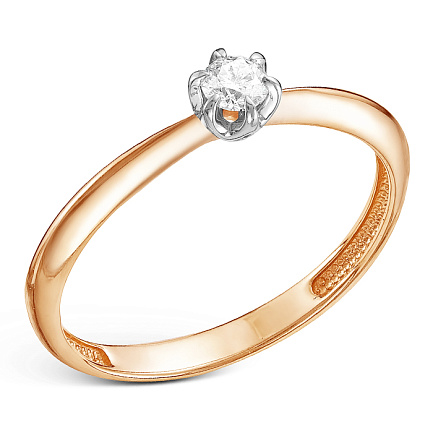 Кольцо из красного золота с бриллиантом