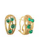 Серьги из желтого золота с бриллиантами, изумрудами