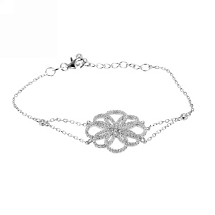 Браслет декоративный из серебра с фианитом