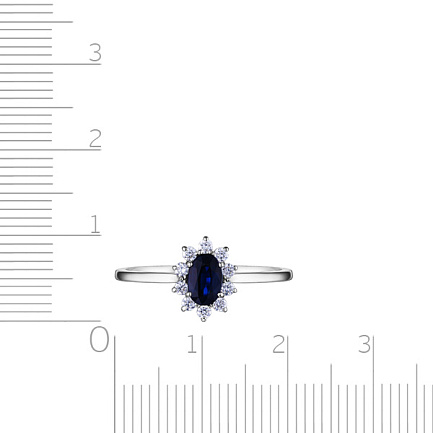 Кольцо из белого золота с бриллиантами, сапфиром