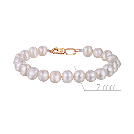 Браслет декоративный из красного золота с жемчугом