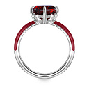 Кольцо из серебра с гранатом, эмалью