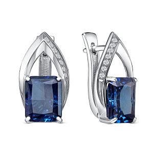 Серьги с английским замком из серебра с фианитом