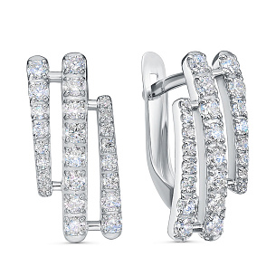 Серьги с английским замком из серебра с фианитом