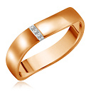 Кольцо обручальное из красного золота с бриллиантами