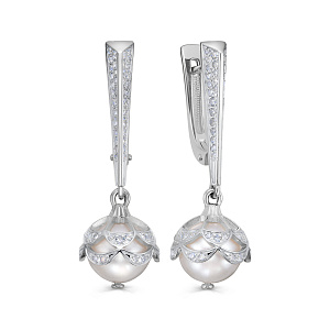 Серьги с английским замком из белого золота