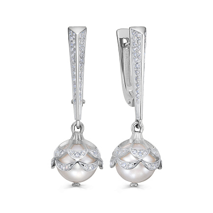 Серьги с английским замком из белого золота