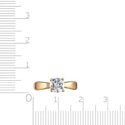 Кольцо из красного золота с фианитом