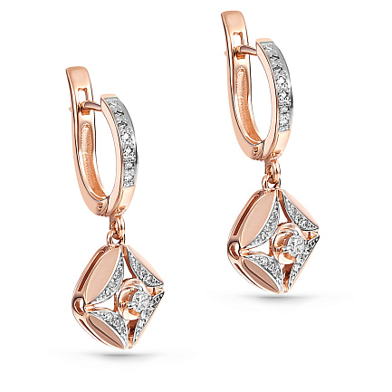 Серьги с английским замком из красного золота