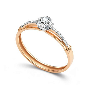 Кольцо из красного золота с бриллиантом