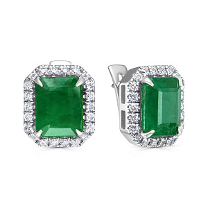 Серьги с английским замком из белого золота с бриллиантами