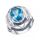 Кольцо из белого золота с бриллиантами, сапфирами