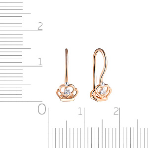 Серьги детские из красного золота с бриллиантами