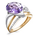 Кольцо из комбинированного золота с бриллиантами, аметистом