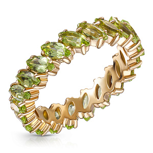 Кольцо из желтого золота с хризолитом