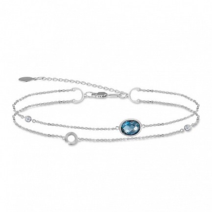 Браслет декоративный из белого золота с топазом