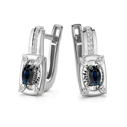 Серьги с английским замком из белого золота с бриллиантами
