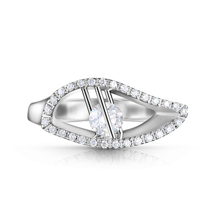 Кольцо из белого золота с бриллиантами